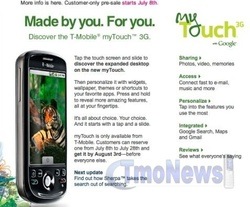 T-Mobile myTouch 3G pre-orders will be arriving by August 3
