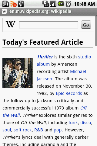 Wikipedia optimized for Android, mobile viewing