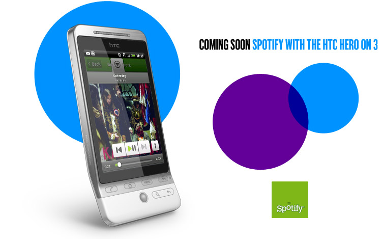 3 selling HTC Hero with FREE Spotify membership