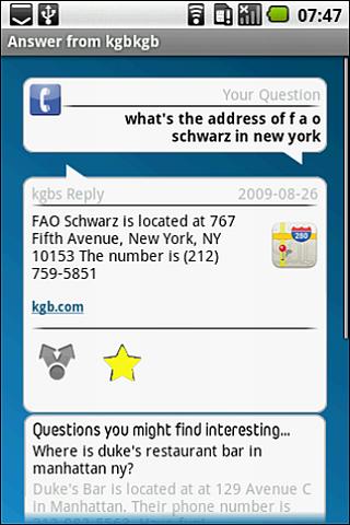 Android has an app for kgb (the answer service, not the Soviet agency)
