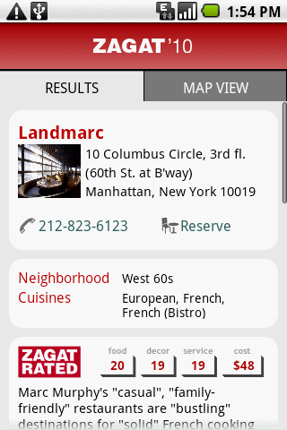 ZAGAT TO GO brings the powerful ZAGAT restaurant guide to Android phones