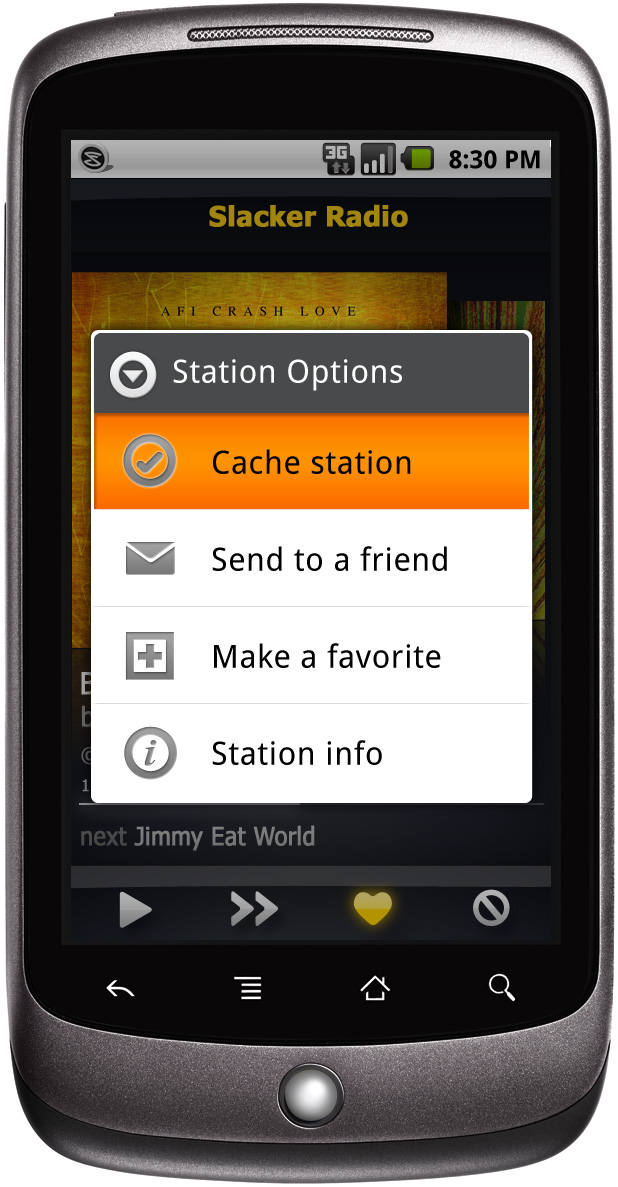 Slacker Radio 2.0 caches stations for offline playback