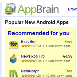 AppBrain browses Android Market on desktop and “syncs” downloads to phone