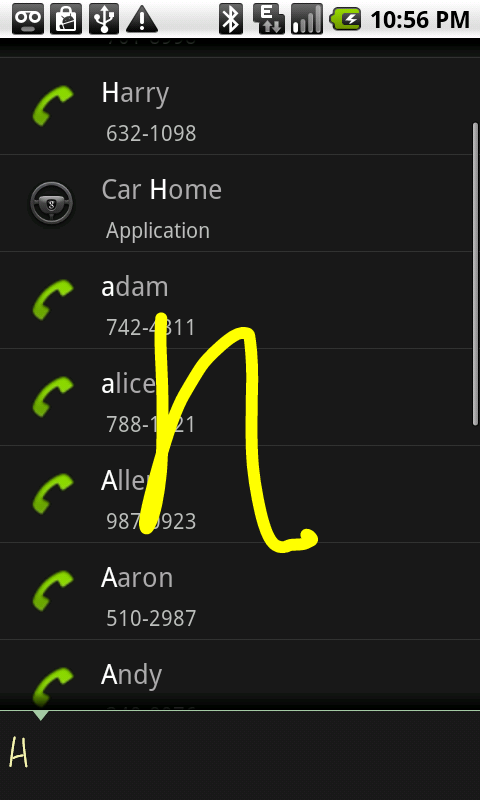 A quick look at Gestures Search on Android 1.6