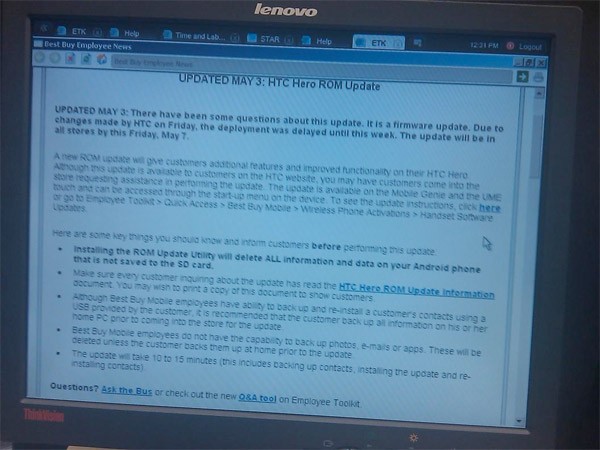HTC Hero Android 2.1 update to “be in all stores” this Friday